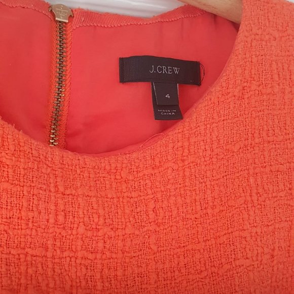 J. Crew Orange Sheath Tweed Dress with Pockets - Picture 4 of 12
